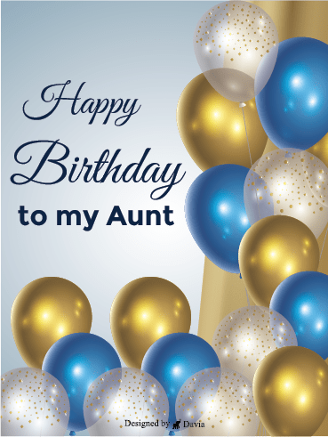 Gold & Blue – Happy Birthday Aunt Cards
