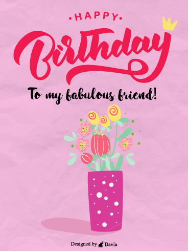 Flowers & Crown – Happy Birthday Friend Cards