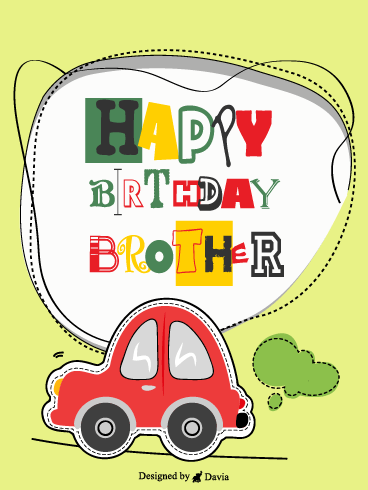 Little Red Car – Happy Birthday Brother Cards