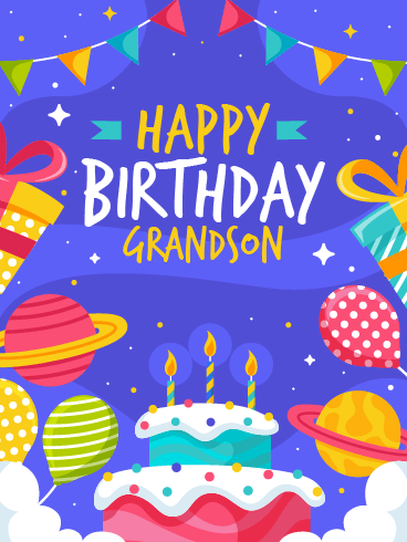 Candles & Cake - Happy Birthday Grandson