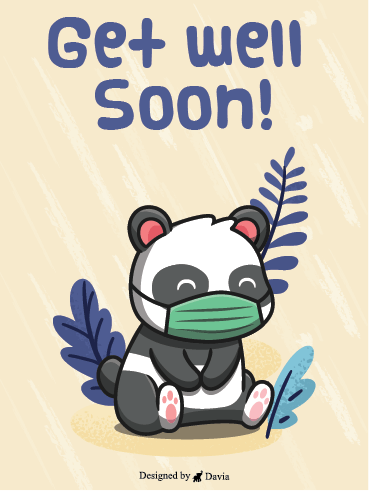 Panda Wearing Mask – Get Well Soon Newly Added Cards