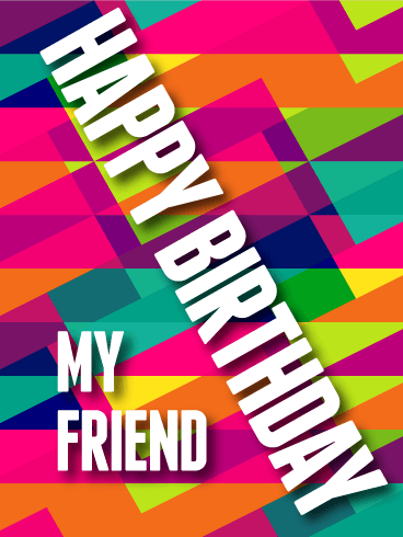 Modern Art Happy Birthday Card for Friends