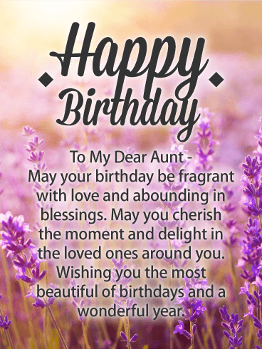 Pretty Lavender Happy Birthday Card for Aunt