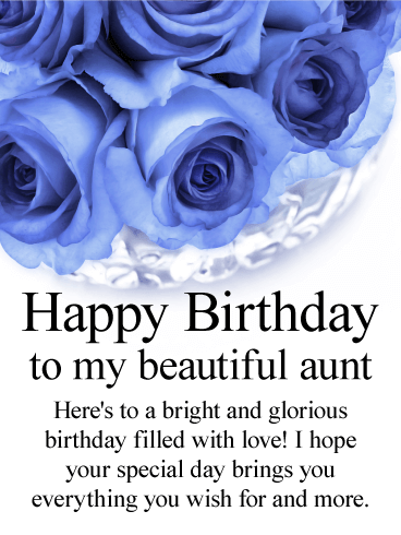 Blue Rose Happy Birthday Card for Aunt