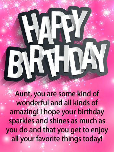 Glittery Pink Happy Birthday Card for Aunt