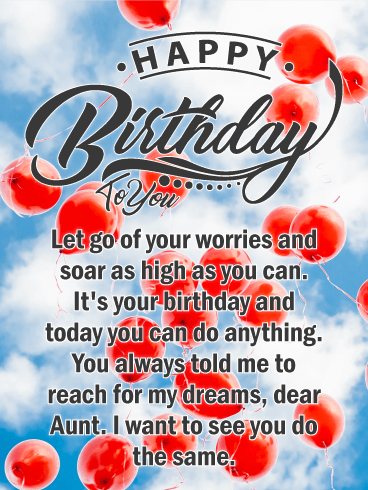 Let go of Your Dreams - Happy Birthday Card for Aunt