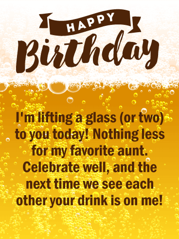 Your Drink is on me - Happy Birthday Card for Aunt