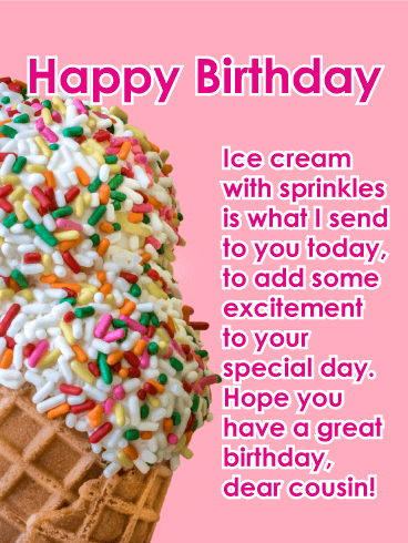 Yum! Ice Cream Happy Birthday Card for Cousin
