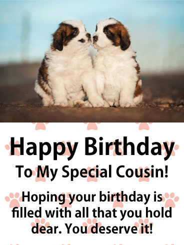 Adorable Puppies Happy Birthday Card for Cousin