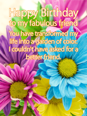 A Garden of Color - Happy Birthday Card for Friends