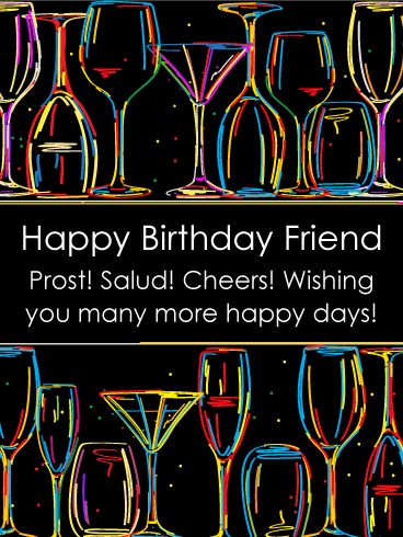 Cheers! Artistic Happy Birthday Card for Friends