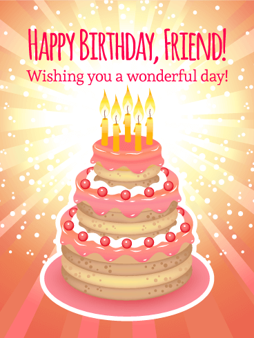 Shining Birthday Cake Card for Friends