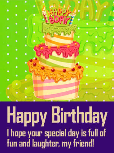 Colorful Birthday Cake Card for Friends