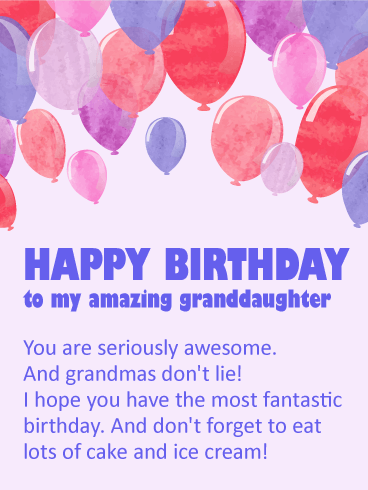You are Awesome! Happy Birthday Wishes Card for Granddaughter