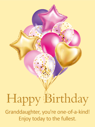 Pretty Birthday Balloon Card for Granddaughter 
