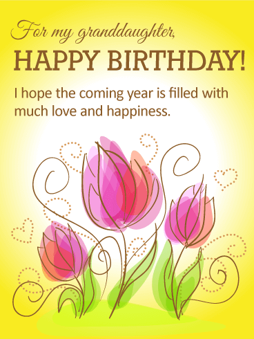 Tulip Happy Birthday Card for Granddaughter