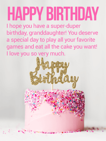 You Deserve a Special Day! Happy Birthday Wishes Card for Granddaughter