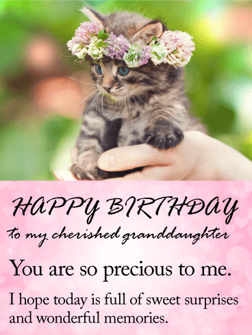 To my Cherished Granddaughter - Happy Birthday Wishes Card