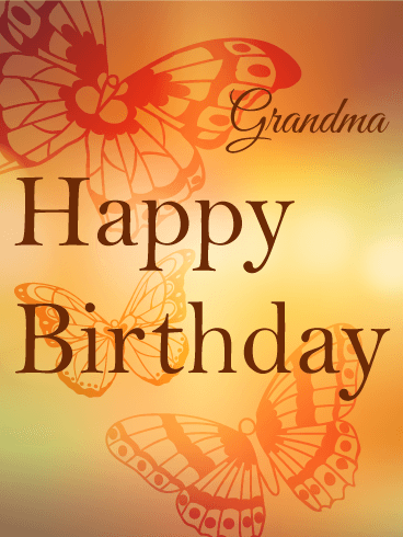 Orange Butterfly Birthday Card for Grandma