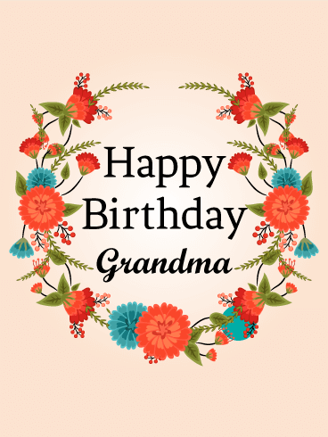 Cute Red Flower Birthday Card for Grandma