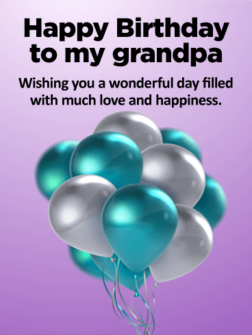 Blue & White Birthday Balloon Card for Grandpa