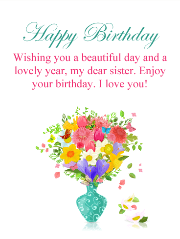Colorful Flower Happy Birthday Card for Sister