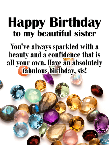 Jewel Happy Birthday Card for Sister