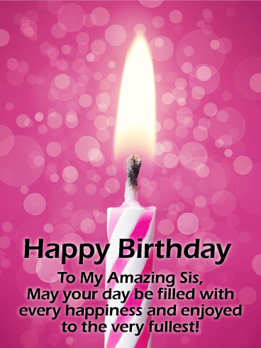 Pink Birthday Candle Card for Sister