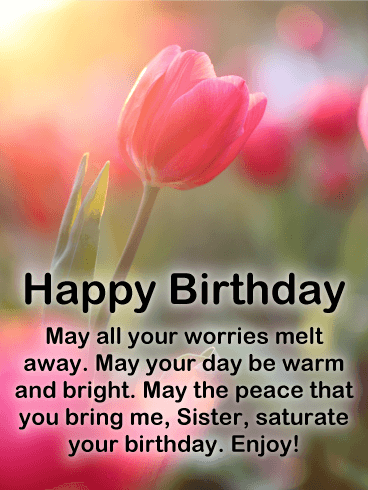 Sunlight Tulip Happy Birthday Card for Sister