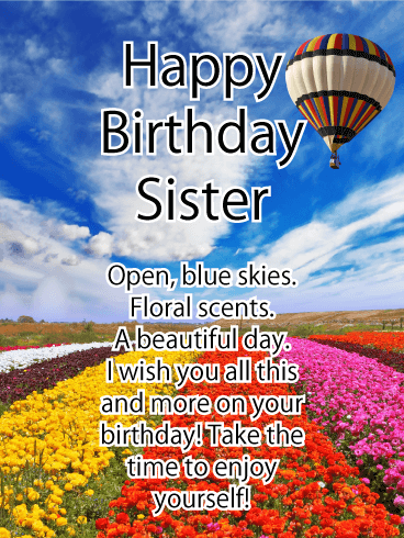 Blue Sky! Happy Birthday Card for Sister