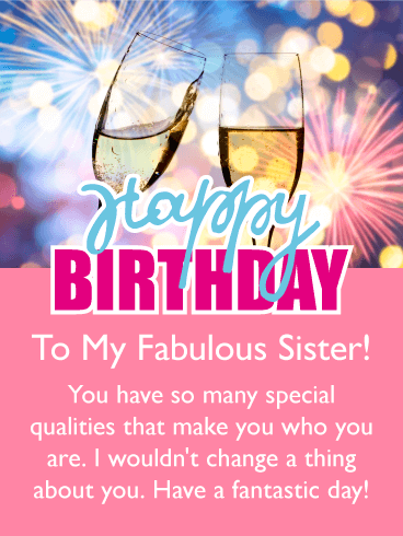 Celebration Drinks - Happy Birthday Card for Sister