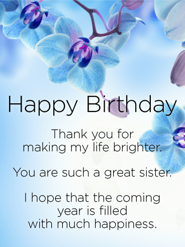 Thank You for Making my Life Brighter - Happy Birthday Wishes Card for Sister