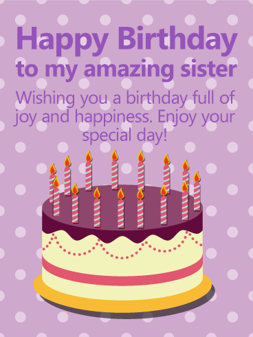 Purple Polka-Dots Happy Birthday Card for Sister
