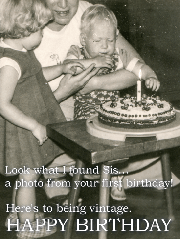 Vintage Funny Birthday Card for Sister