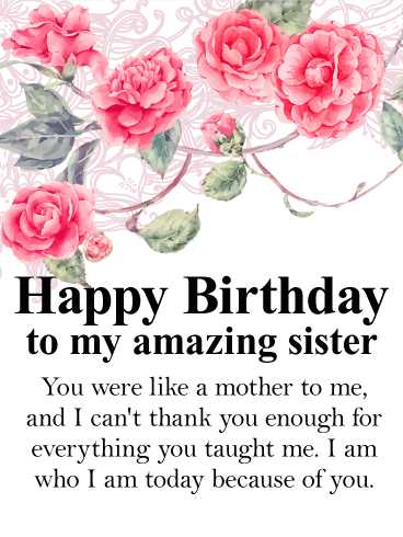 Stunning Rose Happy Birthday Wishes Card for Sister