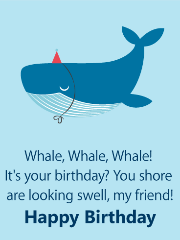 Cute Whale Funny Birthday Card for Friends