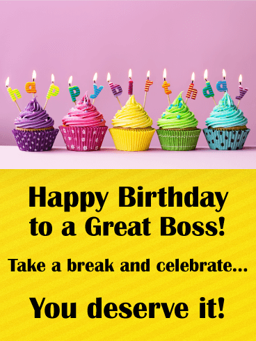 Rainbow Cupcake Happy Birthday Card for Boss