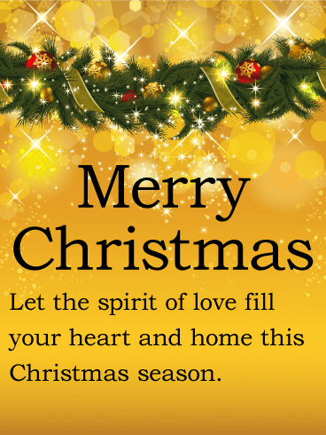 Golden & Shining Merry Christmas Card
