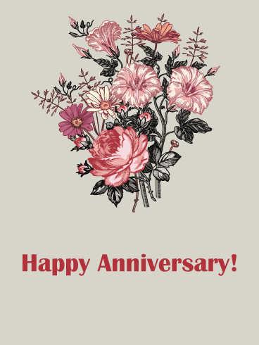 Simple Bouquet – Happy Anniversary Card