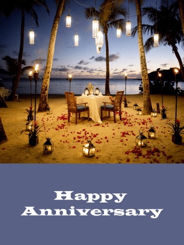 Dinner on the Beach – Happy Anniversary Card