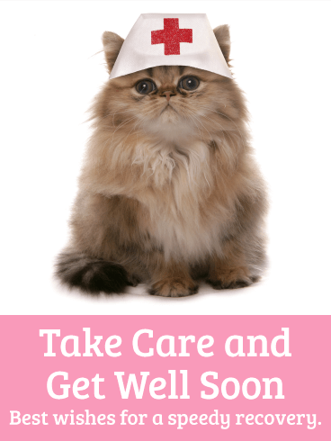 Nurse Cat Get Well Card