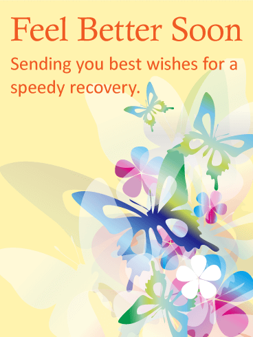 Colorful Butterflies Get Well Card