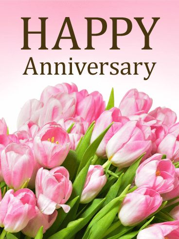 Pink Rose Happy Anniversary Card