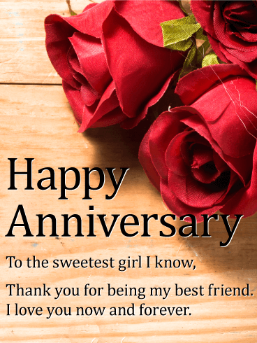 To the Sweetest Girl - Happy Anniversary Card