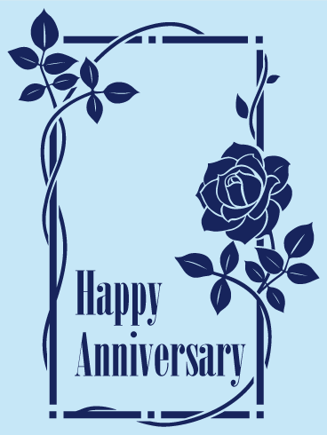 Blue Rose Happy Anniversary Card