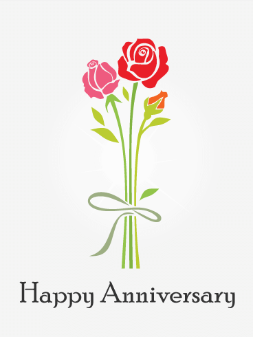 Red Rose Happy Anniversary Card
