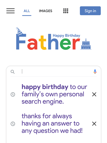 Personal Search Engine – Birthday Cards for Father