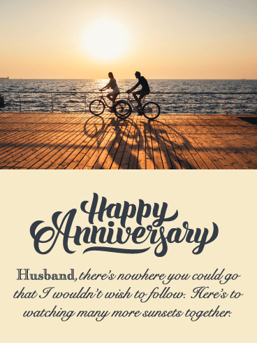 Chasing Sunsets - Happy Anniversary Card for Husband
