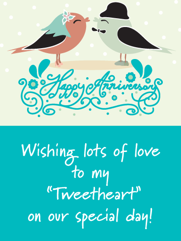Sweetheart Birds - Happy Anniversary Card for Husband