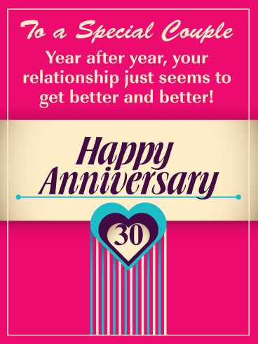 It Gets Better and Better – Happy 30th Milestone Anniversary Card for Couple